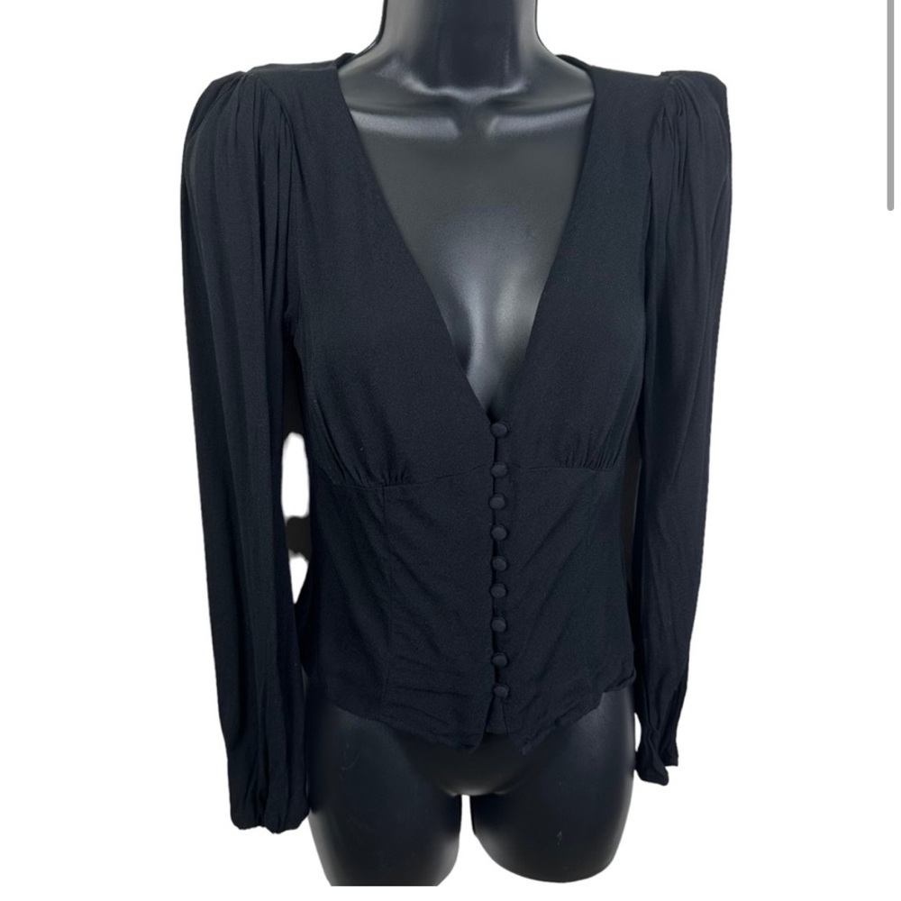 Reformation Size Small Button Front Nell Top In B… - image 4